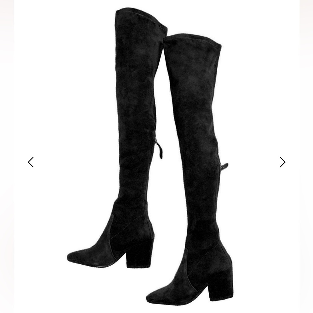 'Ellis' Black Classic Over The Knee Suede Boots